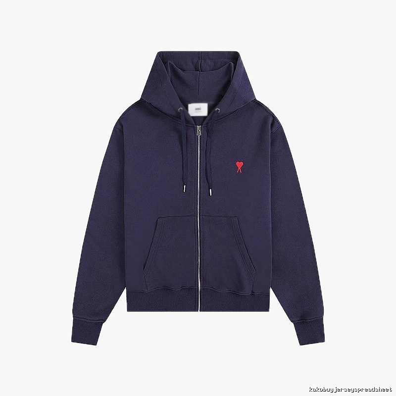 AMI Love Embroidery Style Dark Blue Hoodie