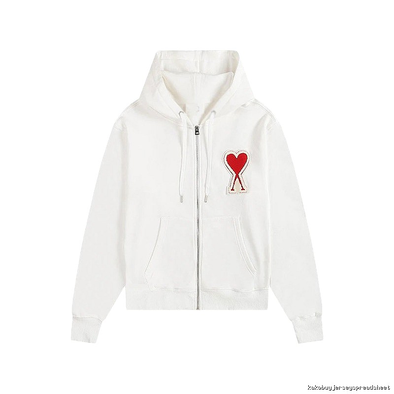 Ami's white hoodie with a cute heart embroidery style