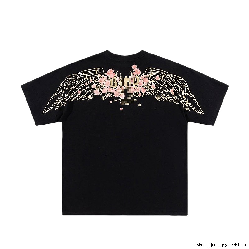 BOY Cherry Blossom Wings Streetwear Style Black T-Shirt