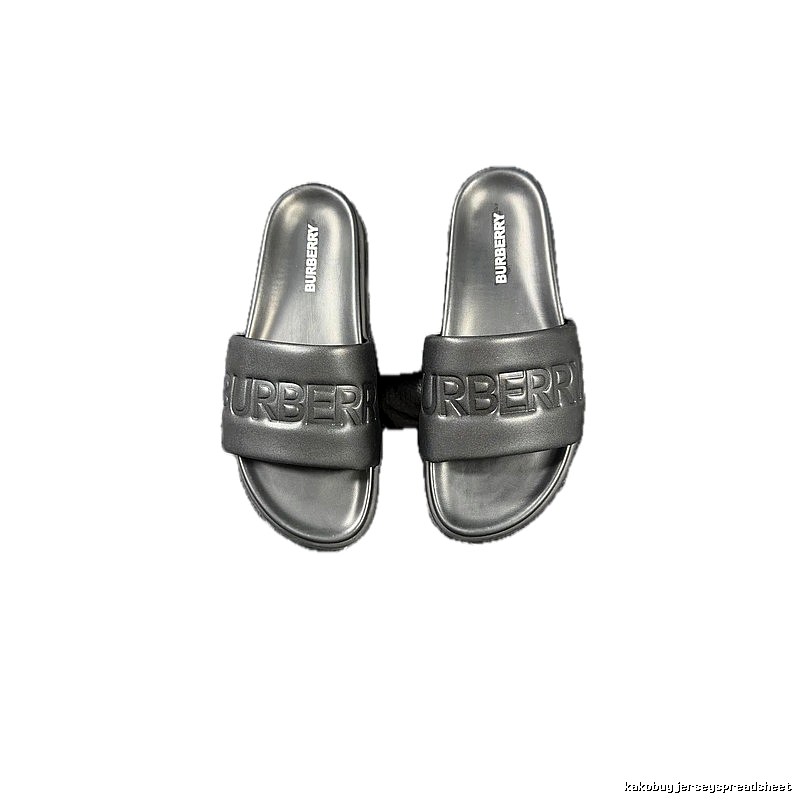 Burberry Embossed Minimalist Style Black Slide Sandals