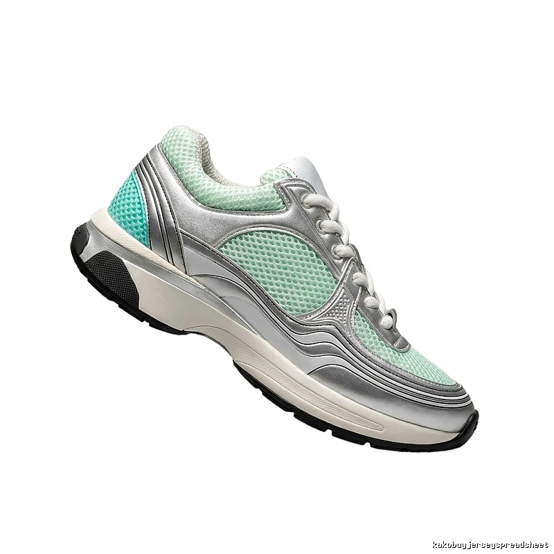 Chanel retro-style mint green sneakers