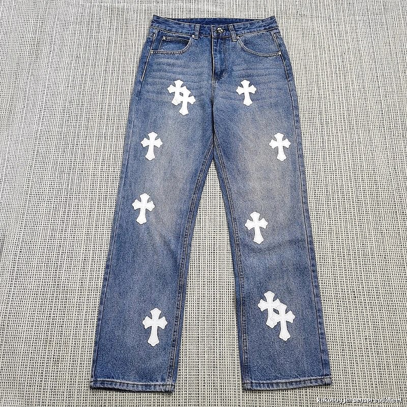 Chrome Hearts Lightweight Cross patch jeans White Jeans Black for Trend Styling