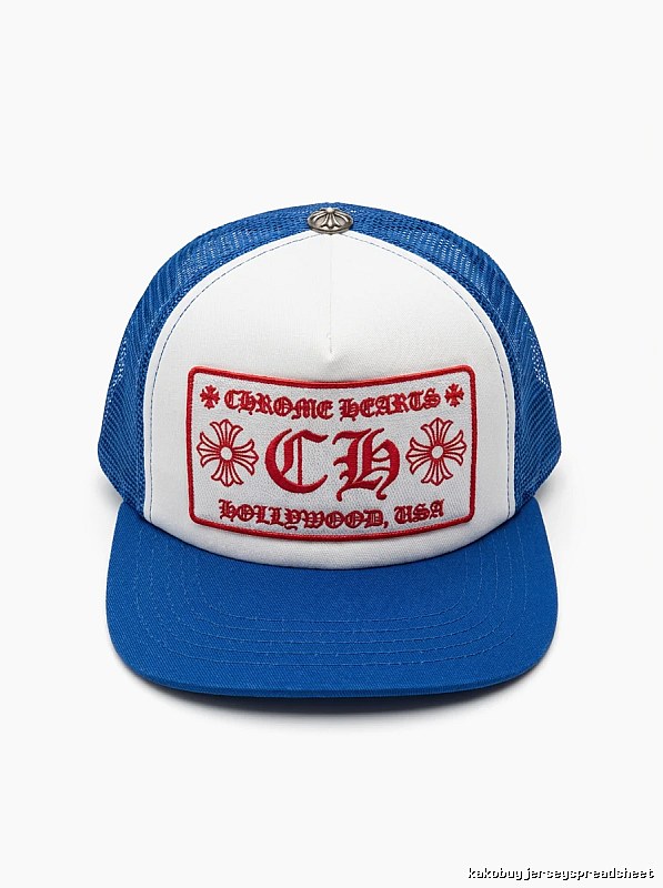 Chrome Hearts Retro Style Blue and White Hat