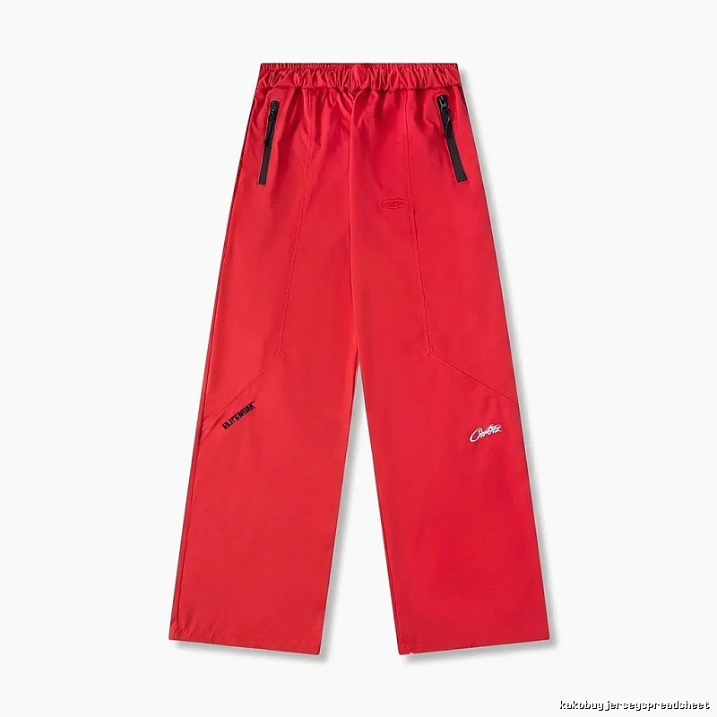 Corteiz workwear-style red long trousers