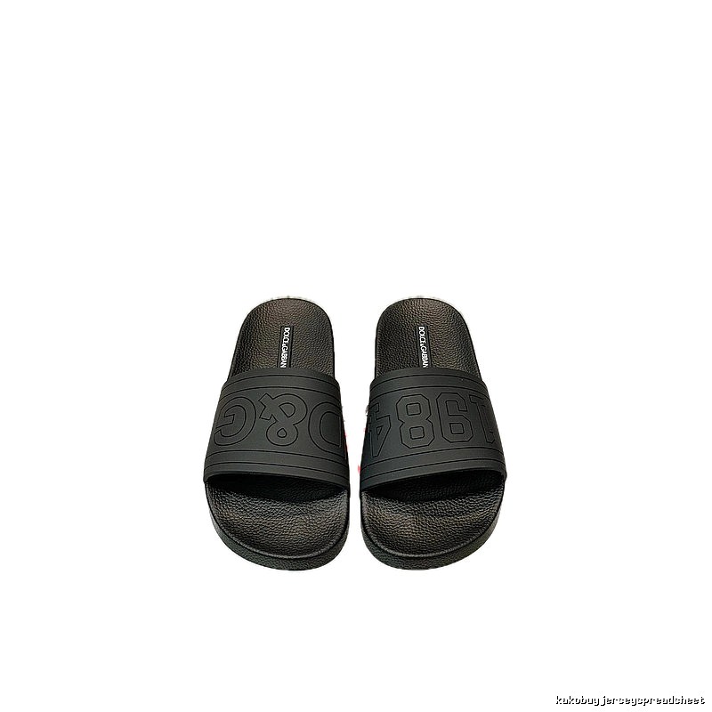 D&G 1984 Embossed Light Luxury Style Black Slide Sandals