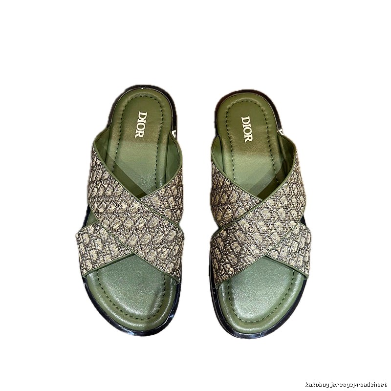Dior Monogram Retro-style Army Green Slides