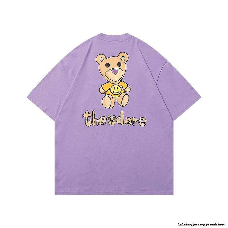 DREW Bear Print Street Style Purple T-shirt