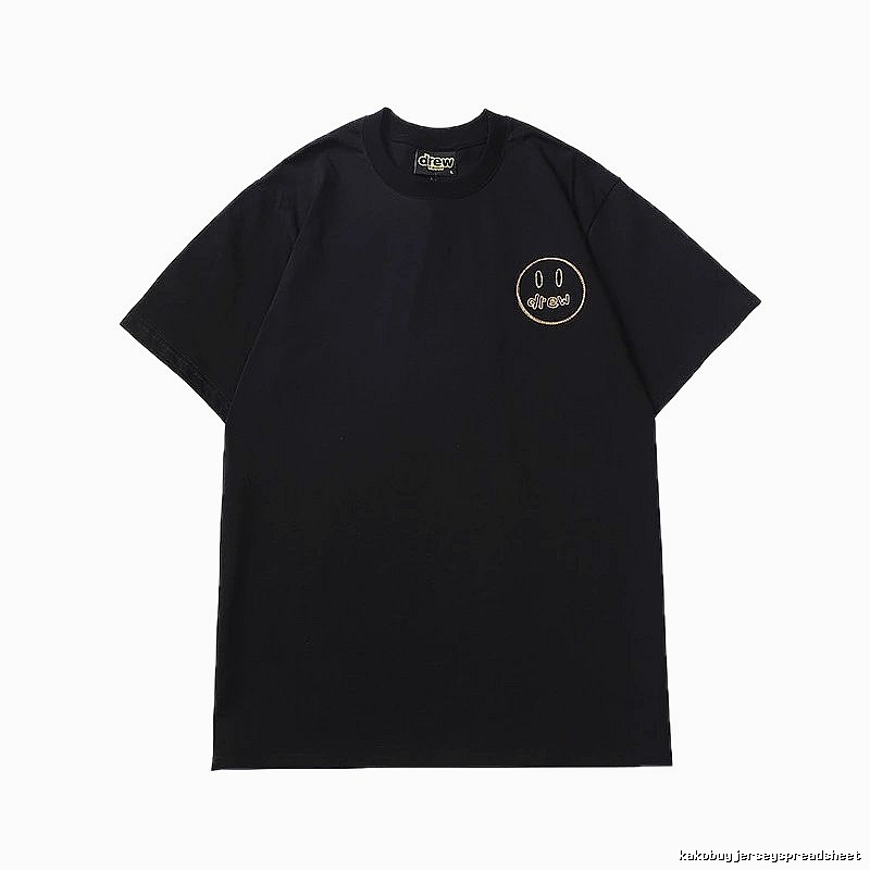 DREW Embroidered Smiley Face Street Style Black T-Shirt