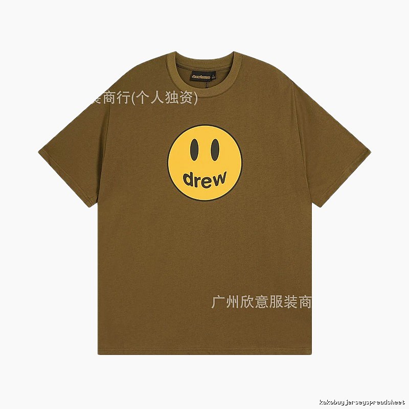 Drew Smiley Face Street Style Brown Short Sleeve T-shirt