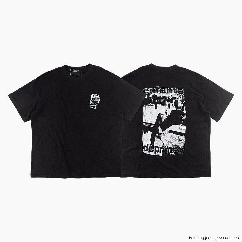 ERD Portrait Print Dark Style Black Short-sleeve T-shirt