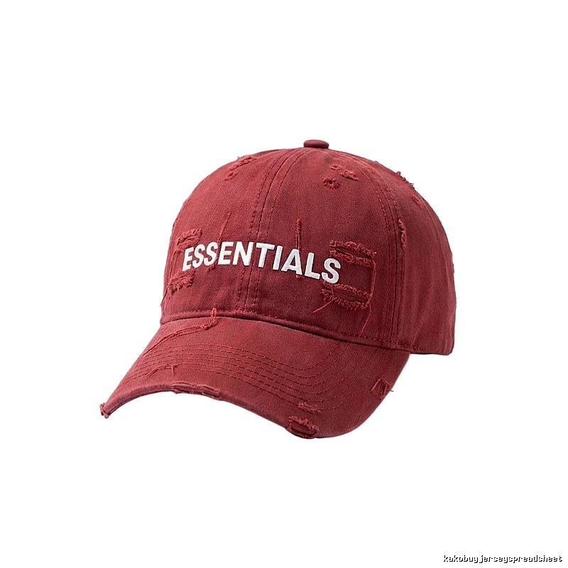 Essentials Ripped Style Burgundy Hat