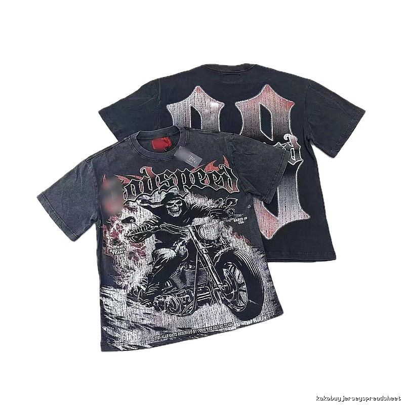 Godspeed Motorcycle Series Dark Style Washed Black Short Sleeve T-shirt
