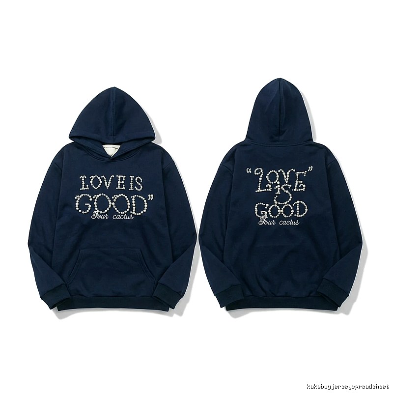 Goodbrand Letter Wind Navy Blue Hoodie