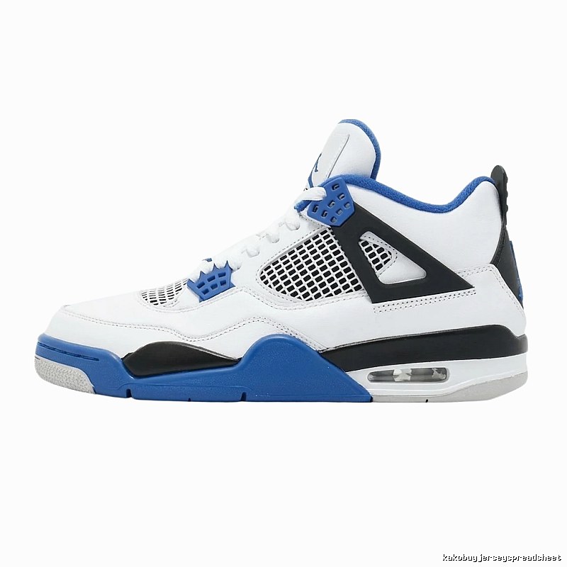 Jordan 4 Blue-White-Black Athletic Shoes