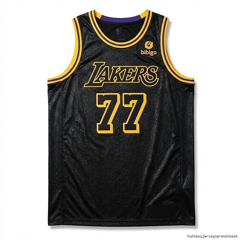 Lakers No. 77 black and yellow basketball uniform