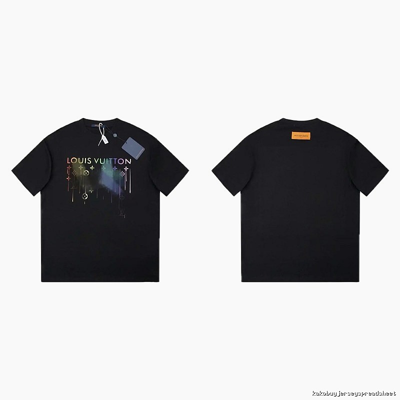 Louis Vuitton Iridescent Printed Trendy Black Short-sleeve T-shirt