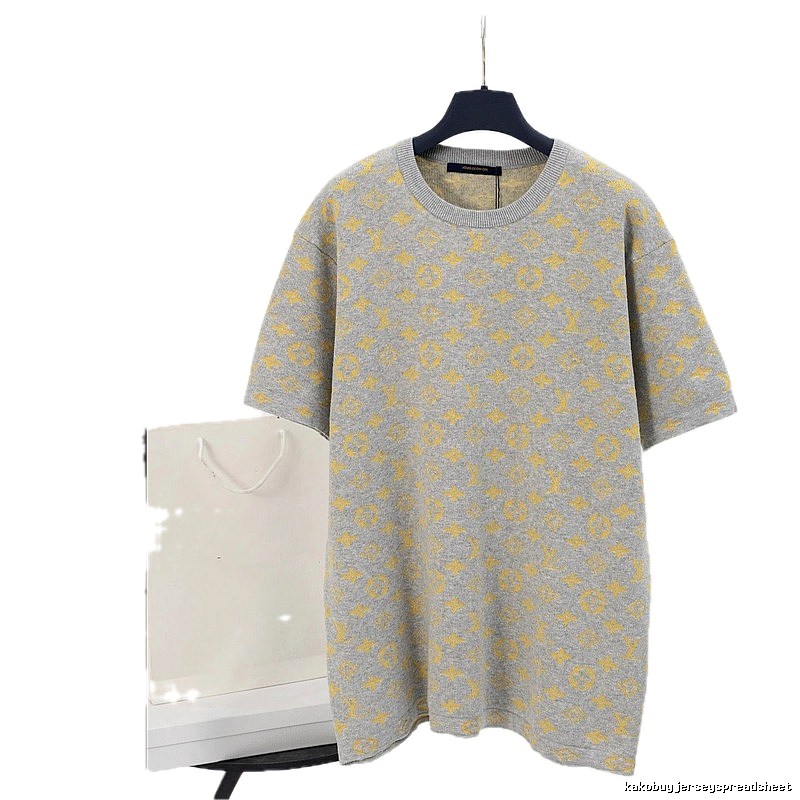 Louis Vuitton Monogram Collection Vintage Style Grey-yellow Short-sleeve T-shirt