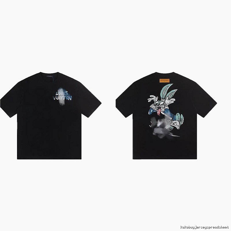 Louis Vuitton Trendy Style Cartoon Print Black T-Shirt