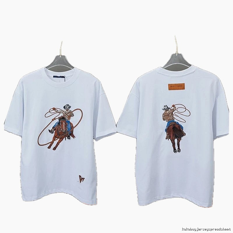 Louis Vuitton Vintage Denim-Embroidered White T-shirt