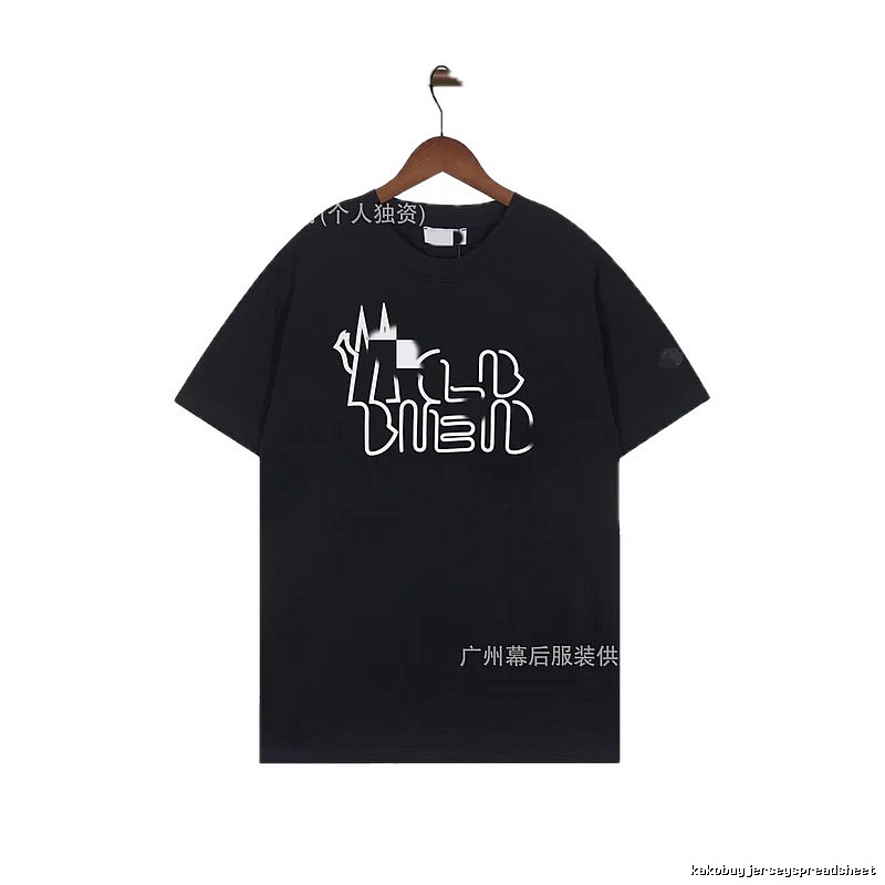 Moncler Neon Print Trendy & Cool Black T-Shirt