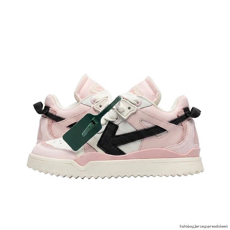 Off-White Deconstructed Style Pink and White Sports Shoes