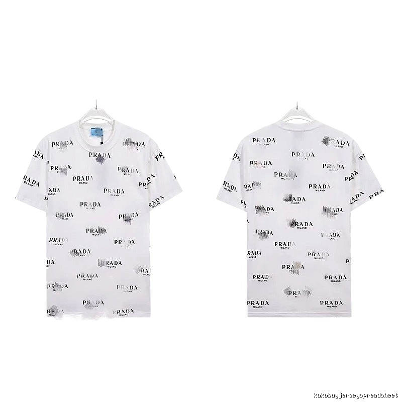 Prada All-over Print Streetwear Style White Short-sleeve T-Shirt