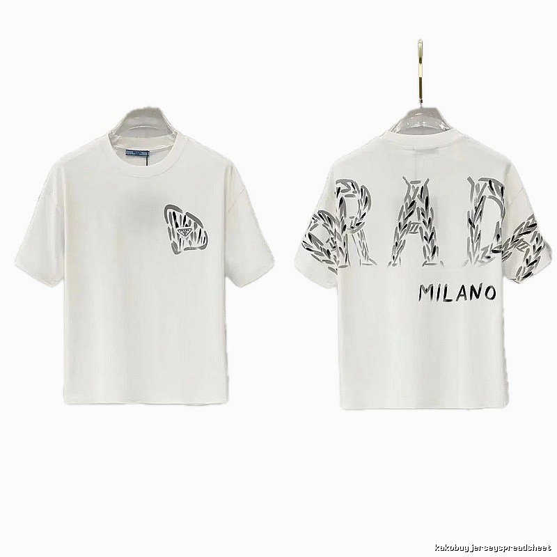 Prada Triangle Logo Trendy & Edgy Style White Short-sleeve T-shirt