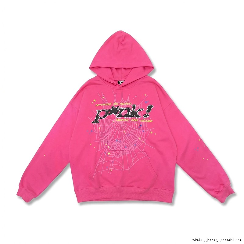 Sp5der Trendy Printed Pink Hoodie