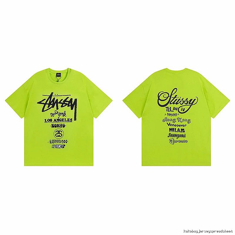 Stussy Fluorescent Green Spider Graphic T-Shirt Soft Neutral Logo
