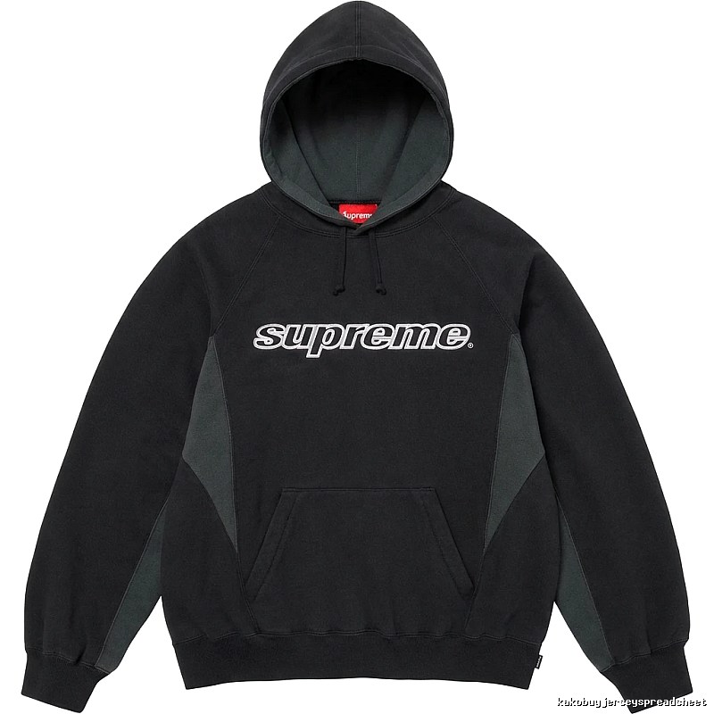 Supreme patchwork-style black hoodie