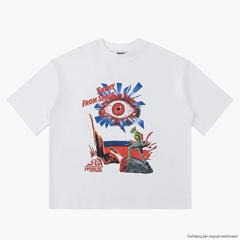 White T-shirt with House of Errors print in sci-fi style