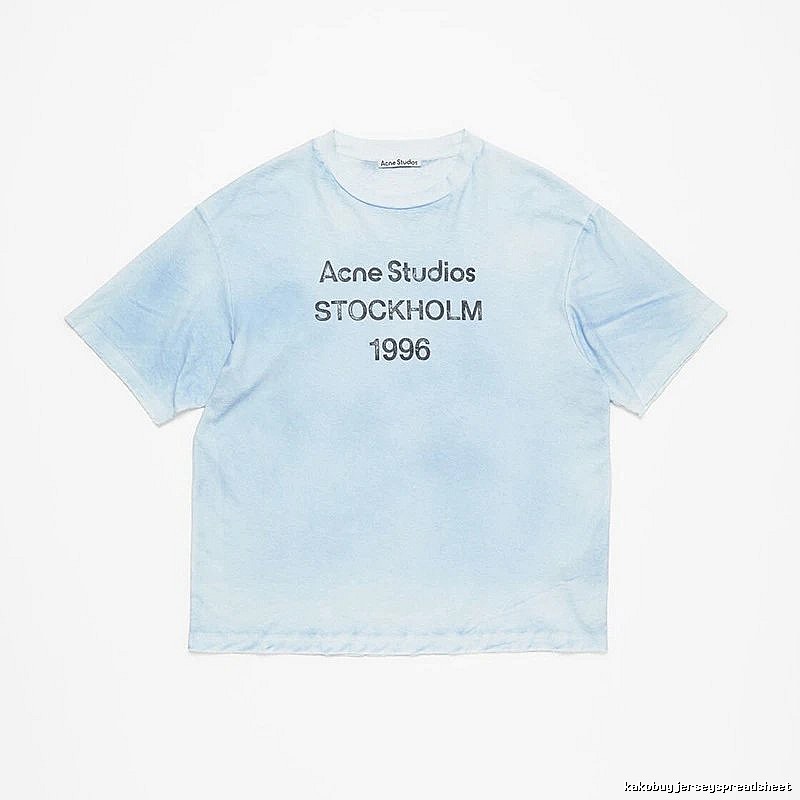 Acne Studios 2090-80 Light Blue Style Ac908046 Stockholm Logo T-Shirt Gift Ready