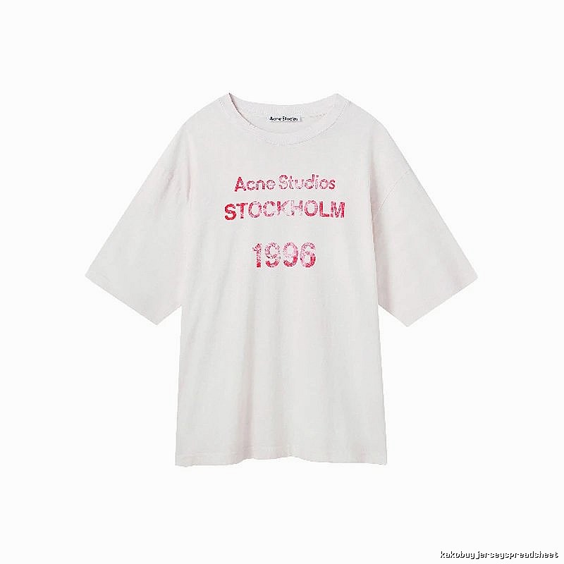 Acne Studios 2090-80 White Pink Lettering Style Ac908046 Stockholm Logo T-Shirt Resort Wear