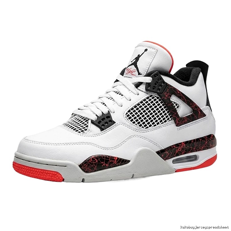 Air Jordan 4 Retro "White/Black/Red" Trendy Sneakers