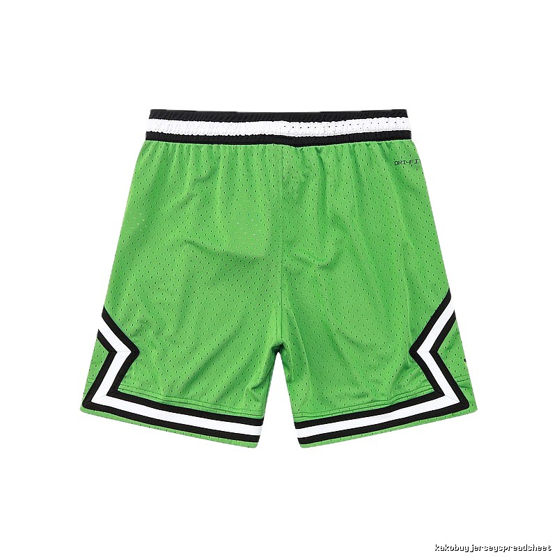 AJ basketball-style green shorts