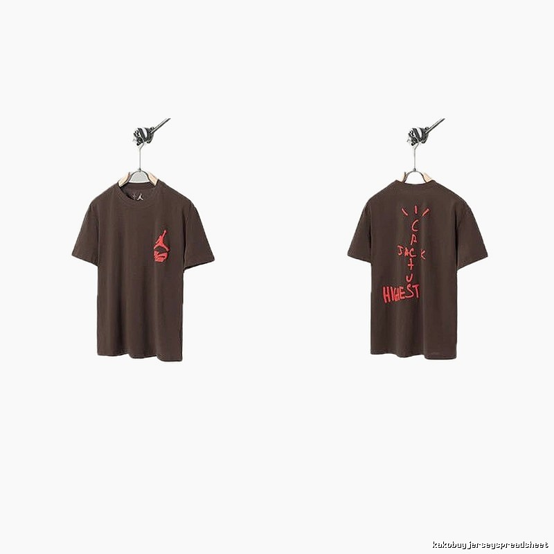 AJ x Travis Scott Co-branded Street Style Brown Short-sleeve T-shirt