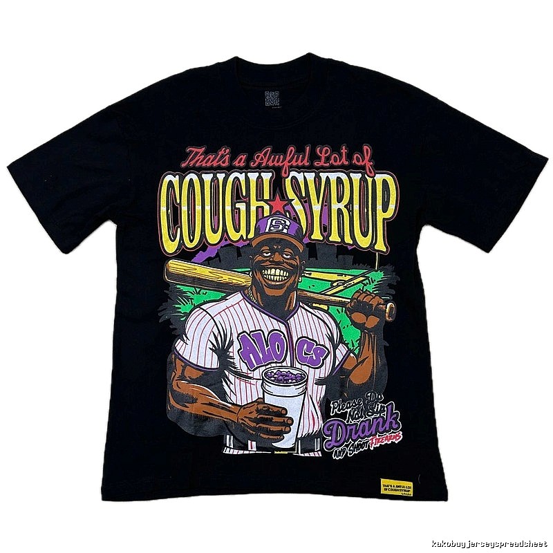 ALOCS American Retro Printed Black Short-sleeve T-shirt