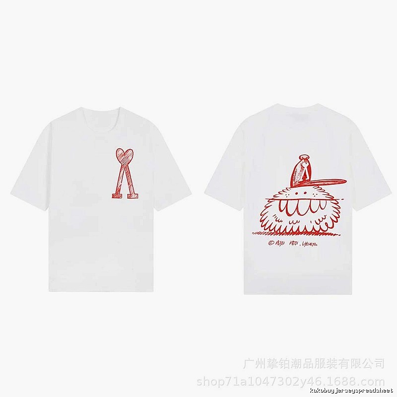 AMI cartoon printed white T-shirt