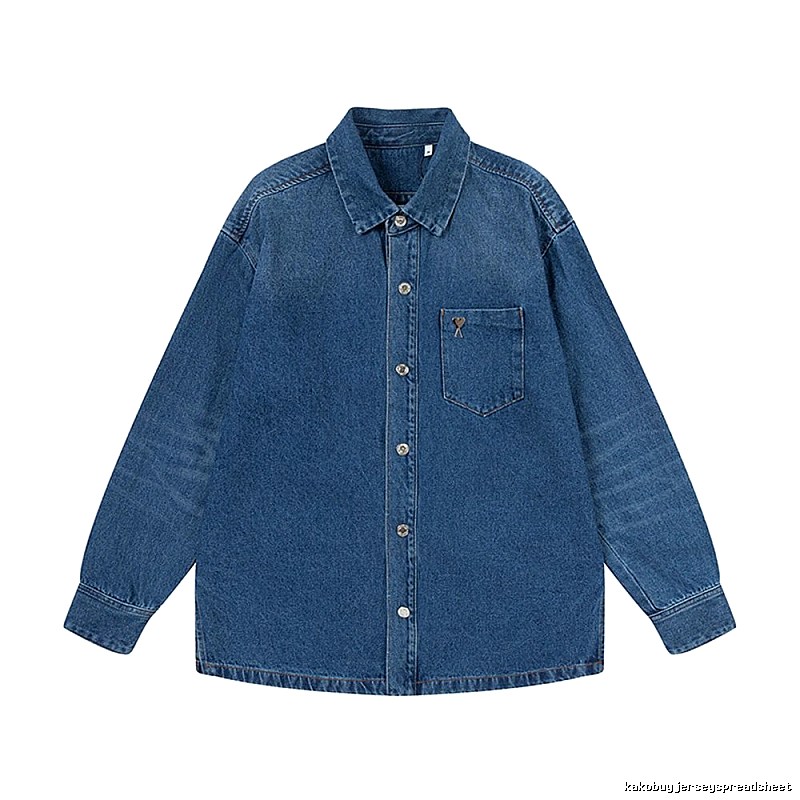 AMI casual style denim blue shirt