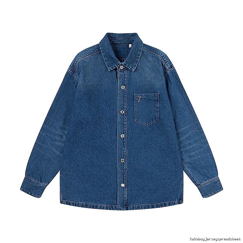 AMI Denim Blue Retro Style Denim Shirt