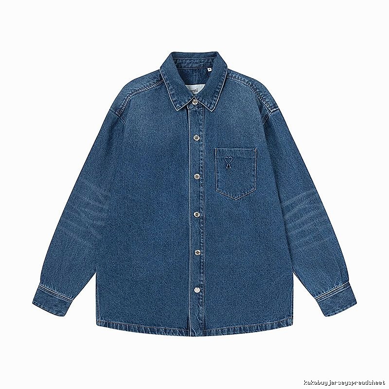 AMI Denim Style Dark Blue Shirt