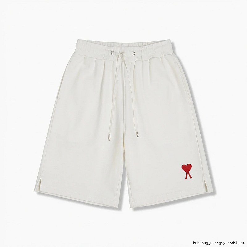 AMI Embroidered Minimalist Style White Shorts