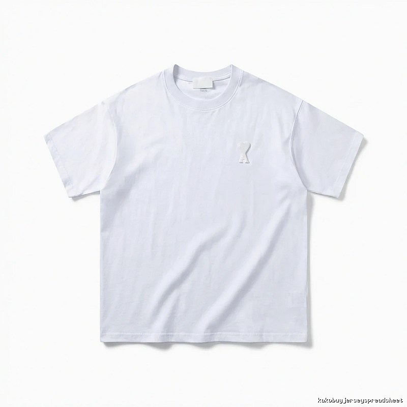 AMI Embroidered Minimalist Style White T-shirt