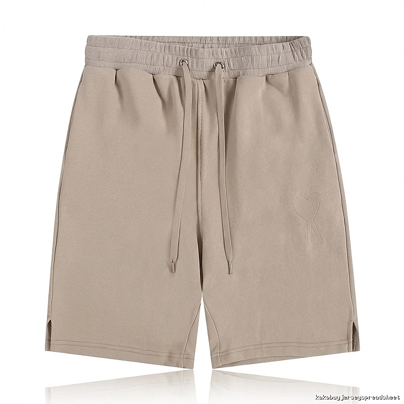 AMI Embroidered Trendy Brand Khaki Shorts