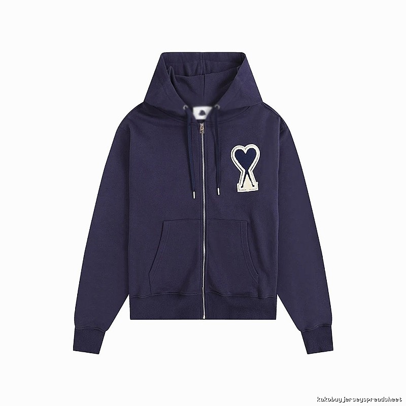 AMI Heart Pattern Zipper Hoodie