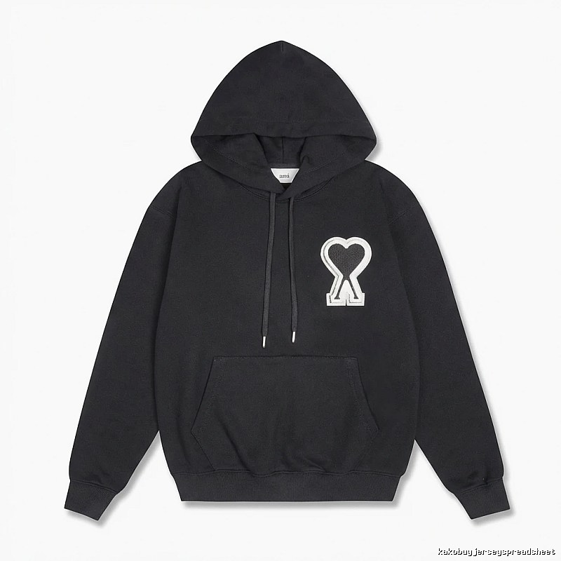 AMI Heart-shaped Pattern Black Hoodie