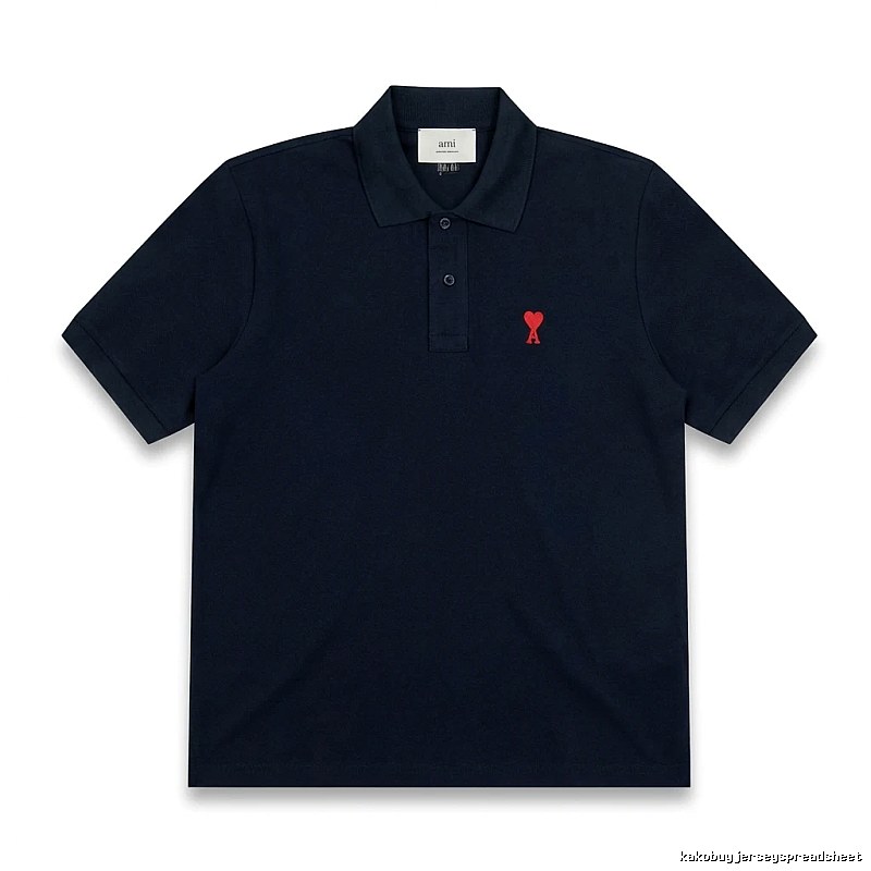 AMI Love Heart Logo Minimalist Style Polo Shirt