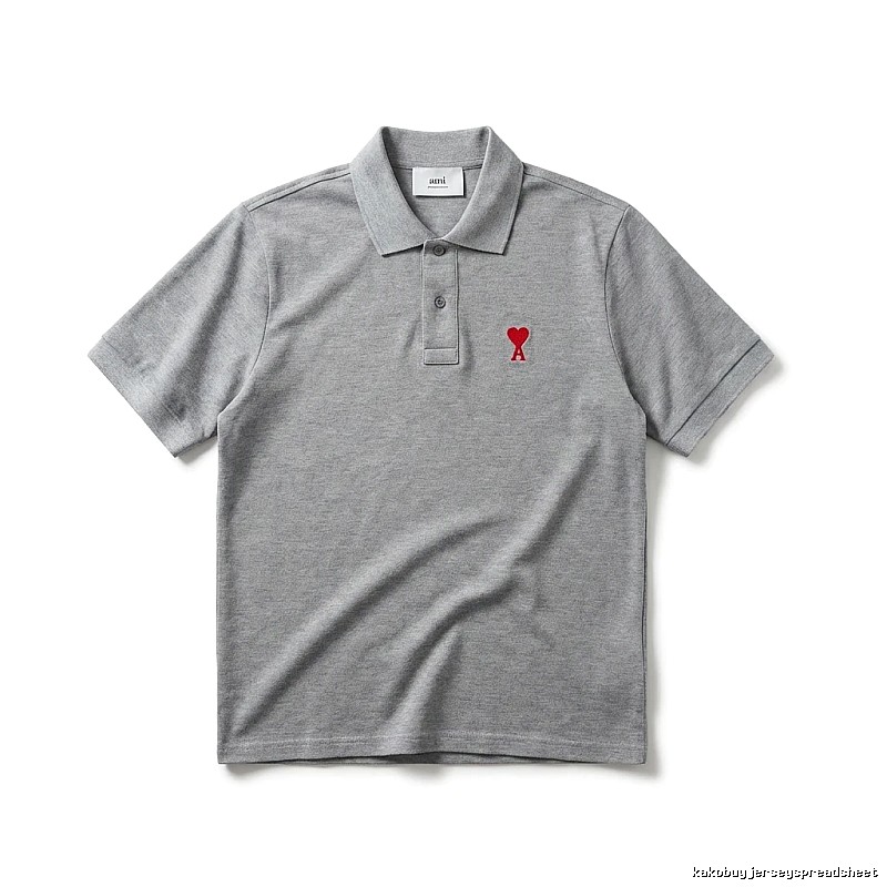 AMI Love Simple Grey Polo Shirt