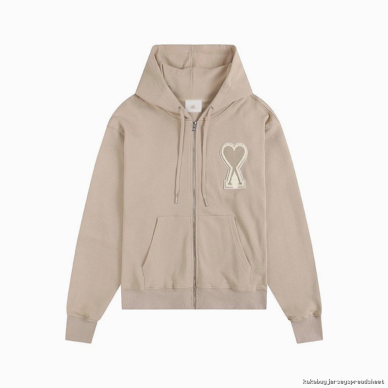 AMI Love Zipper Beige Sweatshirt