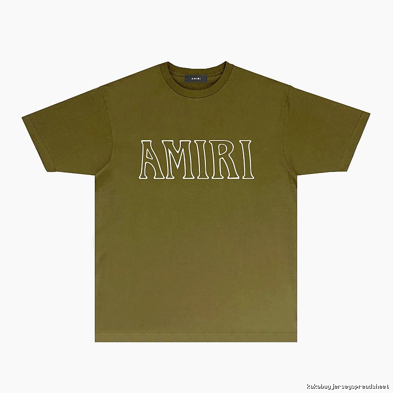 AMIRI Basic Style Trendy and Cool Olive Green T-shirt